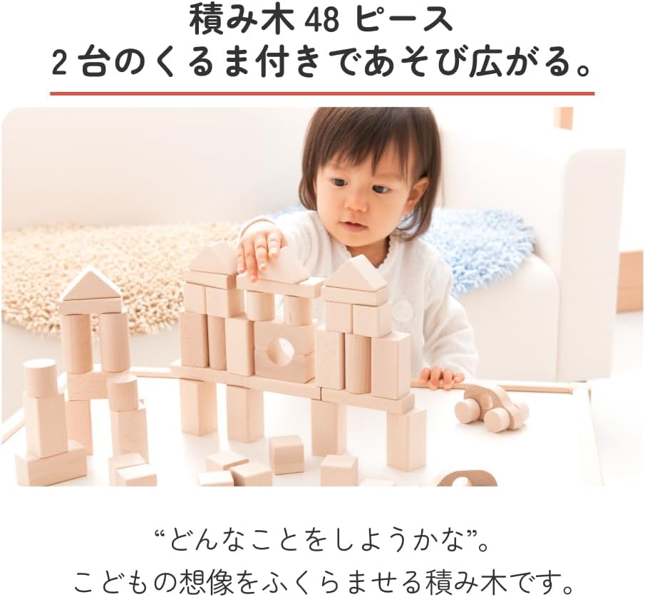 酒井産業 郡上八幡のくるま付つみ木 48ピース
